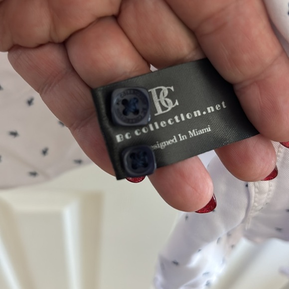 BC collections Men's White Patterned Shirt modern fit size XL/ Button down - Picture 8 of 9